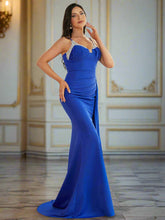 Spaghetti Draped Mermaid Evening Dress